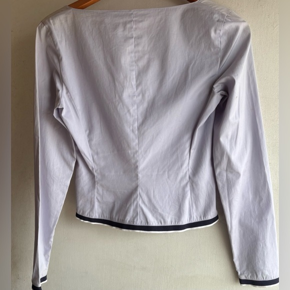 Vintage miu miu Zip Silver Lavender Cotton Top with Black Trim. Size 40 EU. - Picture 4 of 8